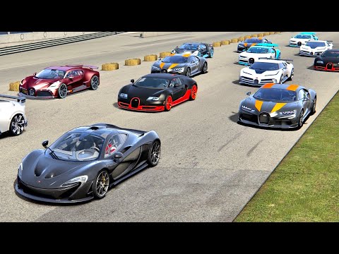 McLaren P1 with Jet Engine vs Bugatti Hypercars - Drag Race 20 KM