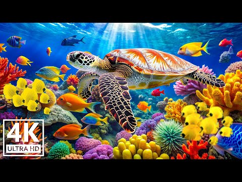 Under Red Sea 4K - Beautiful Coral Reef Fish in Aquarium, Sea Animals for Relaxation - 4K Video
