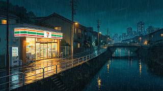 Midnight In Japan 🌧️ Rain Sounds, Riverside Convenience Store & Quiet Neighborhood Streets