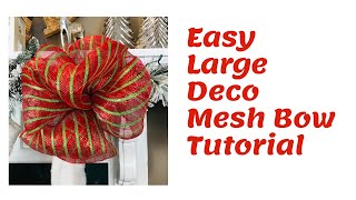 Easy Large Deco Mesh Bow DIY Christmas Tree Topper Wreath Garlands and More