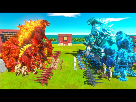 King of Monster War - Team FIRE THERMO GODZILLA x Lava Monsters VS Team ICE Supercharged GODZILLA