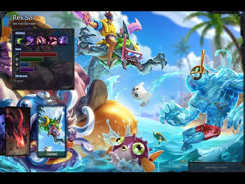 Pool Party Rek'Sai Skin Spotlight Gameplay 1080p HD
