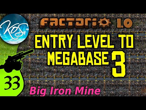 Factorio 1.0 Entry Level to Megabase 3, Ep 33: HUGE IRON MINE - Guide, Tutorial