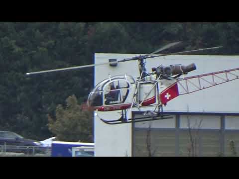 Helico Lama SA315B HB-XRE Air Glaciers landing Sion airport Valais Switzerland 15.10.2020