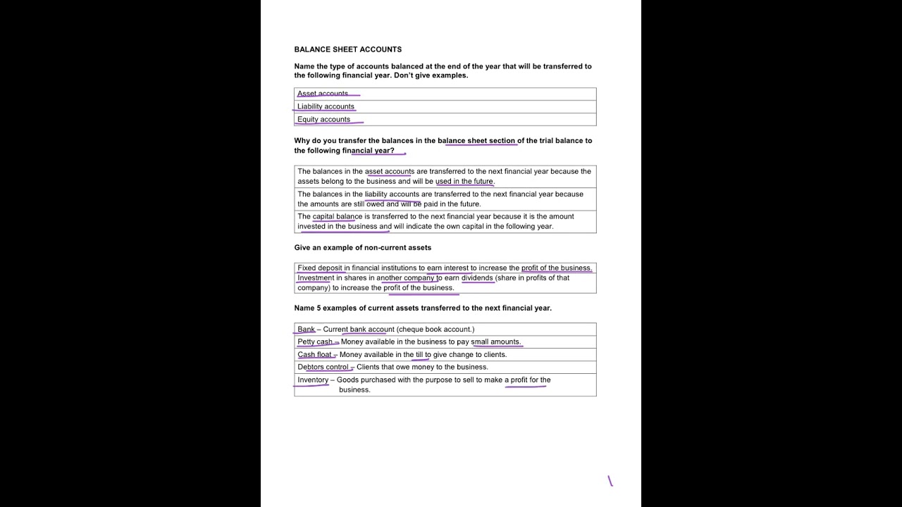 7. Theory of the balance sheet accounts