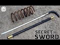Forging a SECRET CANE SWORD out of a Rusted COIL SPRING