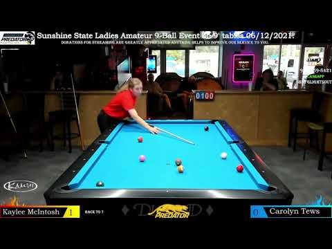 Kaylee McIntosh vs Carolyn Tew | 2021 QBall Billiards Jacksonville, FL Ladies Amateur 9-Ball Match#1