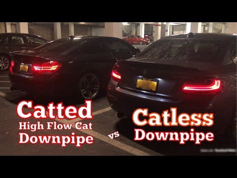 Catless Downpipe vs Catted Downpipe (High Flow Cat) Exhaust Tone Difference - BMW N55