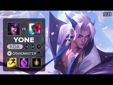 Yone vs Syndra Mid - KR Grandmaster - Patch 12.23 Season 12
