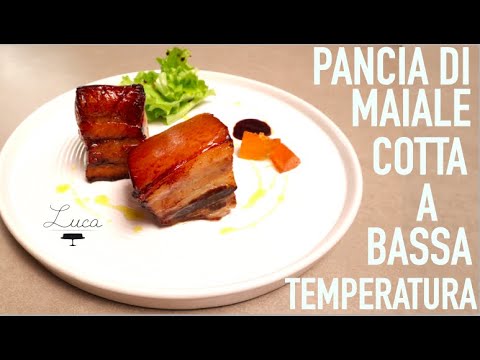 PANCIA DI MAIALE COTTA A BASSA TEMPERATURA pork belly cooked at low temperature "sous vide" arrosto.