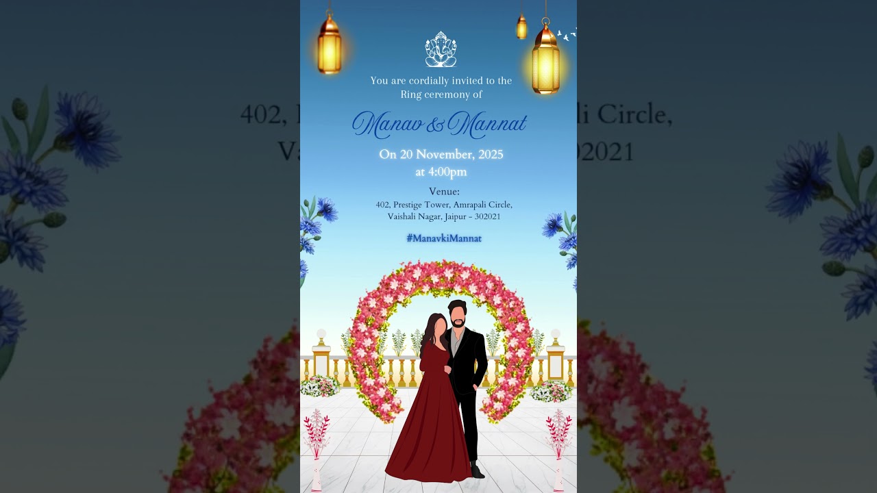 Bohemian Floral Engagement Ceremony Card