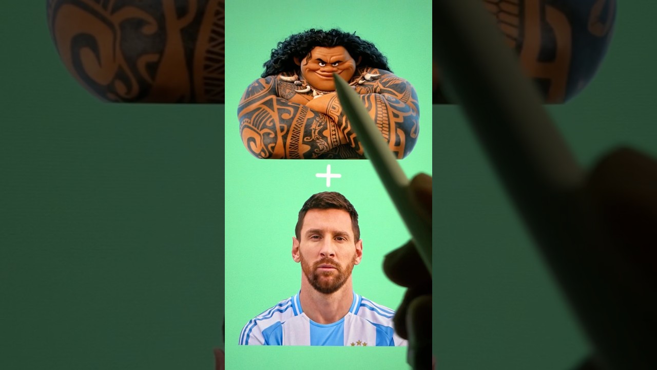 I turned Messi into Maui (from Moana) ✨ #moana #messi #art #shorts