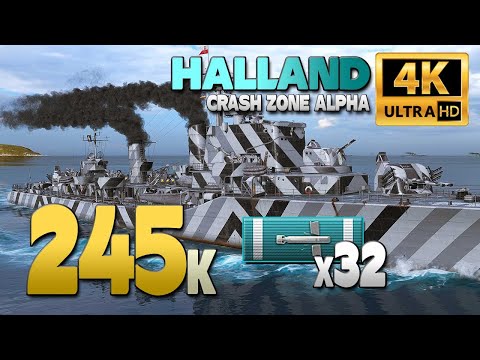 Destroyer Halland on map Crash Zone Alpha, 245k damage - World of Warships
