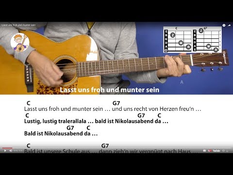 Lasst uns froh und munter sein, Nikolauslied mit nur 2 Akkorden & Text für Gitarre