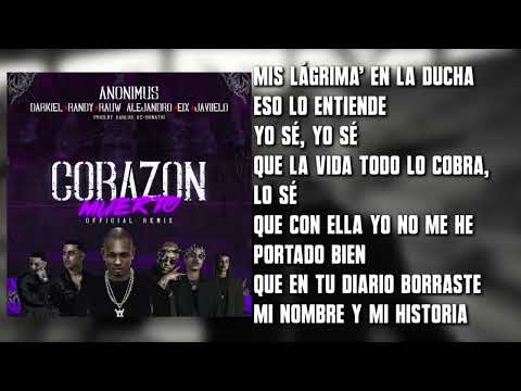 Anonimus, Darkiel, Randy, Rauw Alejandro, Javiielo & EIX - Corazon Muerto (Remix) (Letra)