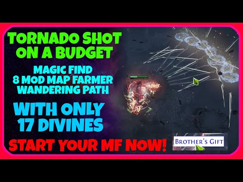 [POE 3.22] Tornado Shot Budget MF 8 mod map farmer | With 17 divines only | Path of Exile TOTA