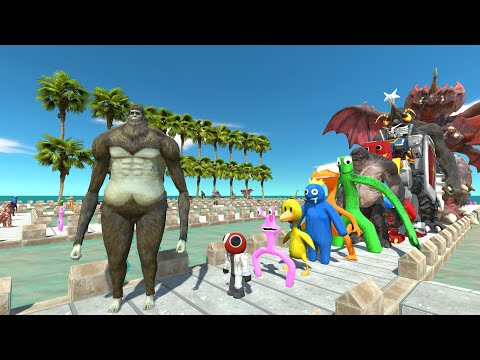 Titan Beast vs Rainbow Friends COCONUT DEATH RUN - Animal Revolt Battle Simulator