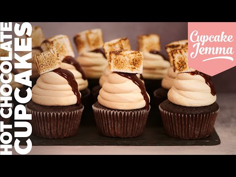 Hot Chocolate Cupcake Recipe with Toasted Marshmallows | Cupcake Jemma
