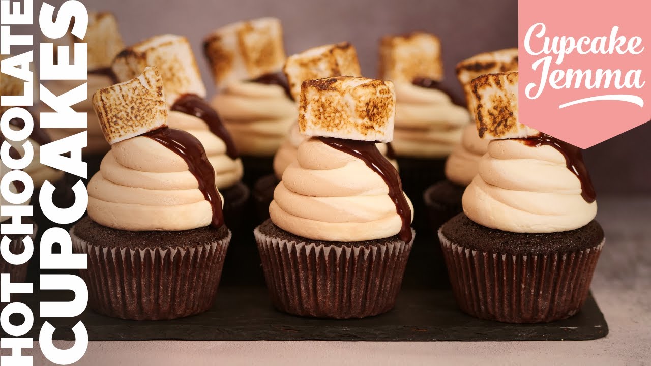 Hot Chocolate Cupcakes with Toasted Marshmallows Hot Chocolate Cupcakes with Toasted Marshmallows