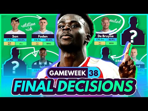 FINAL FPL DECISIONS FOR GW38! Saka & De Bruyne Injury Updates!⚠️🚨 | Fantasy Premier League 2023-24