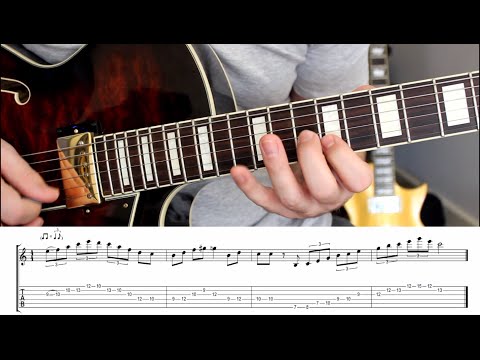 Jazz guitar lick lesson in C major with TAB
