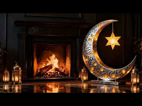 🌙| Ramadan 2026 Wallpaper with Fireplace Wood أجواء رمضان 2026 الدافئة مع فوانيس ومدفأة حطب