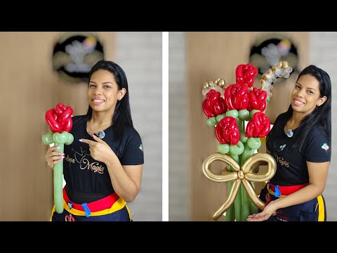 How to make a rose in balloons - rose bouquet - balloon rose