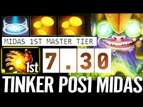 🔥 7.30 Tinker POS1 Midas 1st Item - WTF 80.000 DMG Master Tinker Show Off Dota 2 Pro Patch Update