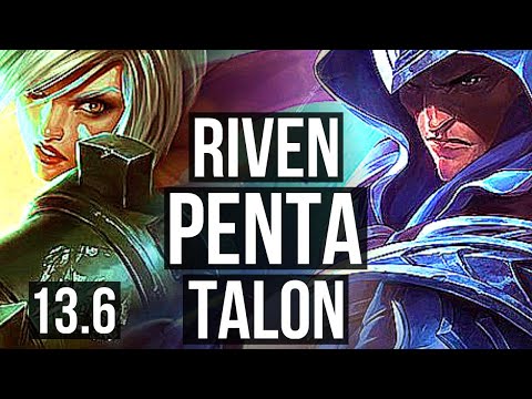 RIVEN vs TALON (TOP) | Penta, 18/1/3, 10 solo kills, 2.6M mastery, Legendary | KR Diamond | 13.6