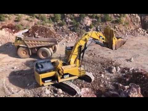 Caterpillar 5090B Shovel Excavator Loading Caterpillar 777C Dumpers - Sotiriadis/Labrianidis Mining