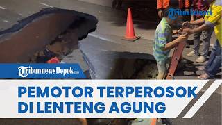 Ngeri! Jalan Lenteng Agung Ambles Sedalam 3 Meter, Pengendara Motor Jatuh ke dalam Lubang