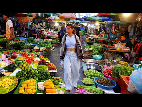 Amazing Cambodian food market scenes, Massive food Market tour