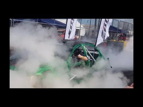 Summernats 35: barra goes POP on skid row. Andrew Hawkins and Grubby from motive video