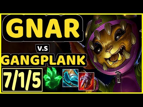 GNAR vs GANGPLANK - 7/1/5 KDA TOP CHALLENGER GAMEPLAY - EUW