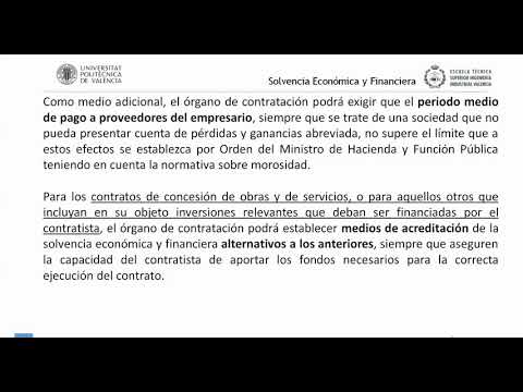 Ley Contratos Sector Público. Criterios de Solvencia Económica y Financiera |  | UPV
