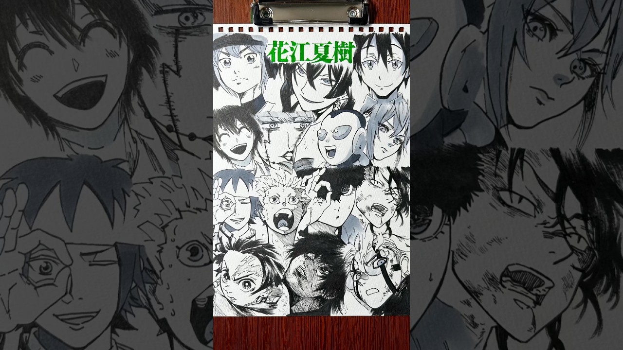 👌ポーズが2人いる⁉︎⁉︎#drawingchallenge #drawing #一発描き #声優 #花江夏樹