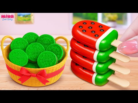 🍉Watermelon Ice Cream vs Oreo Cake Recipe🍉Miniature Fruit Cake Decoration | Mina Sweet Baking