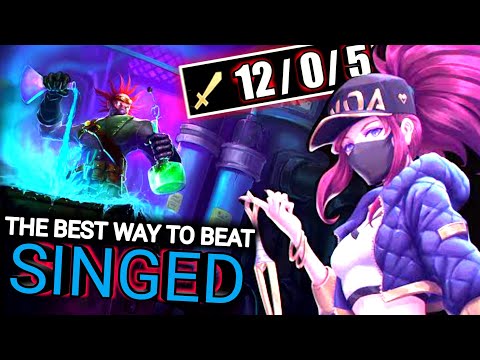 Use This Tricky Akali Combo To Fight Singed And Counter Him in Top lane - Akali vs Singed Season 13