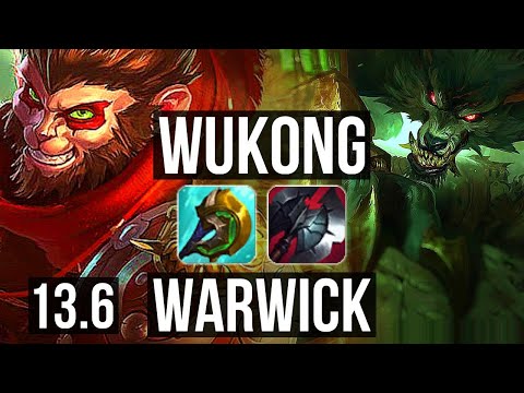 WUKONG vs WARWICK (TOP) | 67% winrate, 8/1/3, Legendary | KR Diamond | 13.6