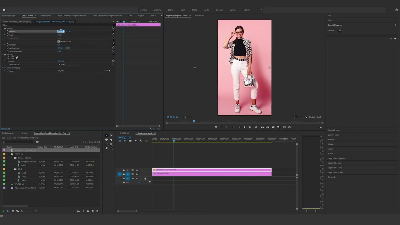How to edit the Clean Social Promotion Story Post in Premiere Pro