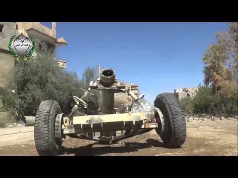 استهداف مدفعية الجبل التابعة لقوات النظام بمدفع جهنم من قبل لواء جند الرحمن في مدينة دير الزور في محافظة دير الزور