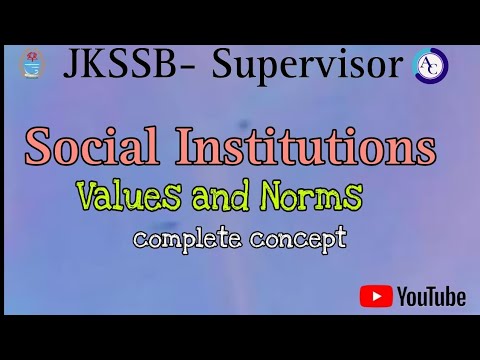 SOCIAL INSTITUTIONS|NORMS|VALUES|SOCIAL WELFARE SUPERVISOR|JKSSB|