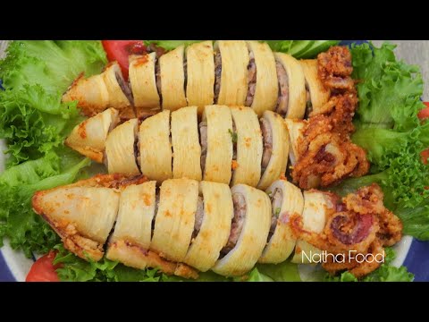 Hướng dẫn làm mực nhồi thịt chiên giòn thơm ngon hấp dẫn || Natha Food