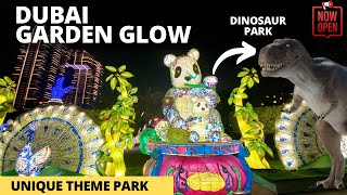 DUBAI GARDEN GLOW!! Beautiful Theme Park! DINOSAUR PARK & MAGIC PARK! (Full Tour in 4K)