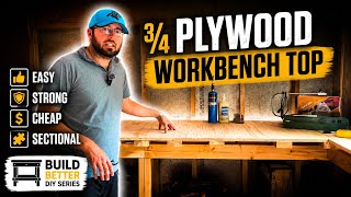 L-Shaped 2x4 Workbench, Plywood CounterTop | Part 6, Art Shed Workshop Studio Build Series