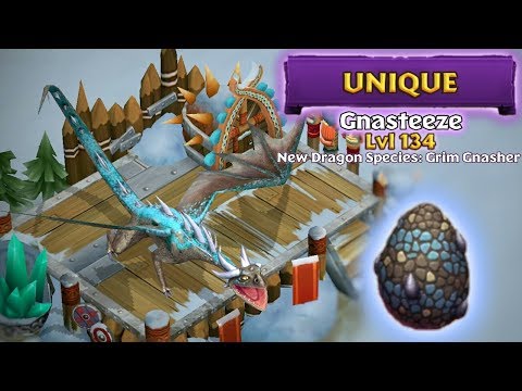 Gnasteeze (New Unique Dragon Species: Grim Gnasher) Titan Mode Max Level 134 | Dragons: Rise of Berk