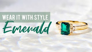 Green Emerald With White Diamond 14k Yellow Gold Ring 1.09ctw Related Video Thumbnail