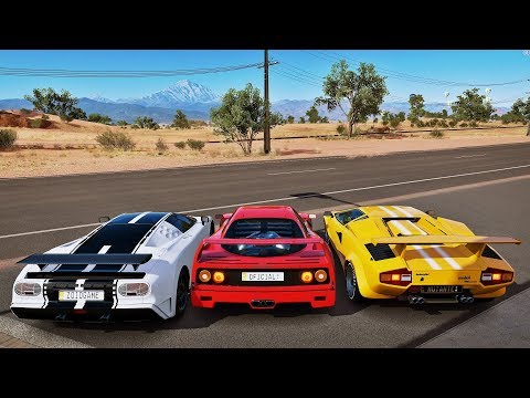 Forza Horizon 3 - Racha De Ferrari F40 VS Bugatti EB110 VS Lamborghini Countach - GoPro