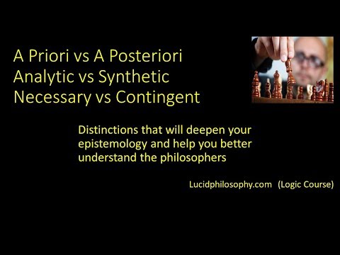 Epistemology: A Priori vs. A Posterior; Analytic vs. Synthetic; Necessary vs. Contingent