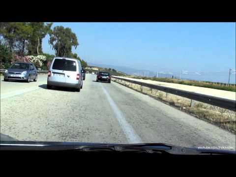 Driving on the Greek National Road GR-8A in Northern Peloponnesos